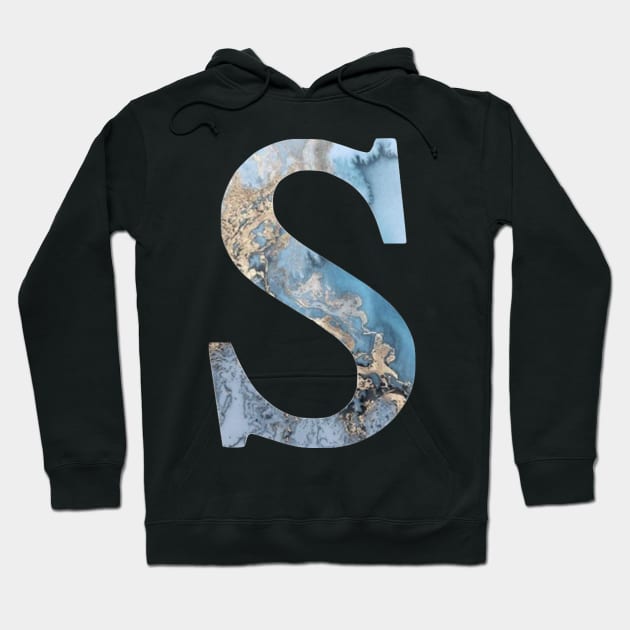 The Letter S Blue and Gold Metallic Hoodie by Claireandrewss